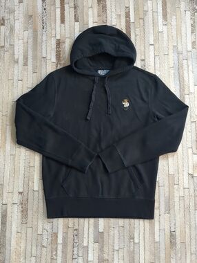 Polo Ralph Lauren Men's M Tuxedo Bear Black Hooded Cotton Blend Sweatshirt